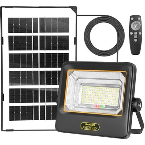 Lampe Solaire Exterieur 50W,Avec Télécommande, Indicateur de Batterie 7 Modes IP67 Étanche,Avec Câble de 4.2m - Spot Solaire Exterieur pour Garage, Jardin, Porte D'entrée, Cour, Pelouse (1/5)