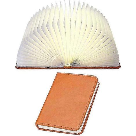 Lampe de lecture, veilleuse, lampe de chevet LED en cuir marron, applique murale design en forme de livre, lampadaire avec câble USB, lampe décorative d'ambiance (1/4)