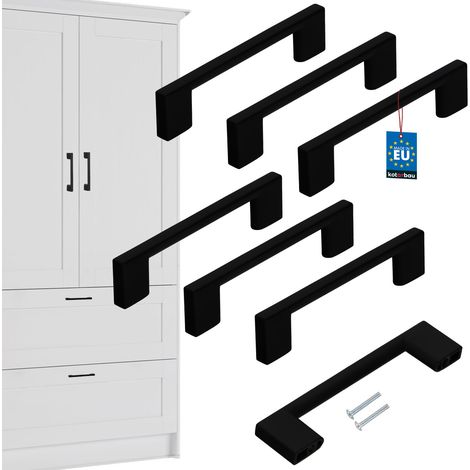 KOTARBAU® Küchenmöbelgriffe, klassisch-modern, länglich, matt schwarz, 126 mm Lochabstand, 96 mm, 6er-Set