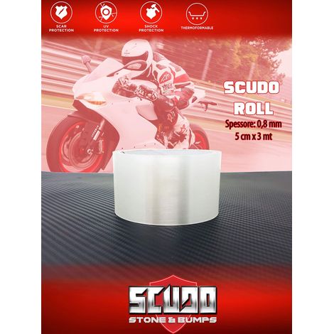 Rotolo Nastro Adesivo Scudo Roll per Carene Moto, 5 cm x 3 mt, Spessore 0.8 mm (1/4)
