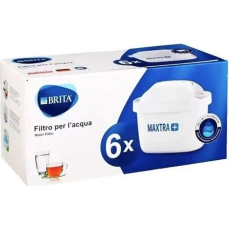 Cartouches filtrantes universelles BRITA MAXTRA+, lot de 6 – Compatibles avec toutes les carafes filtrantes BRITA, technologie MicroFlow, réduction du calcaire et du chlore