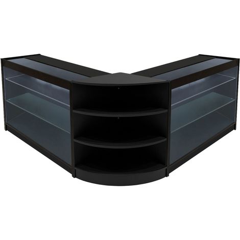 Schwarzes Verkaufstheken-Set Apollo LED-Licht K1200 LM60 Display mit 3 Ebenen