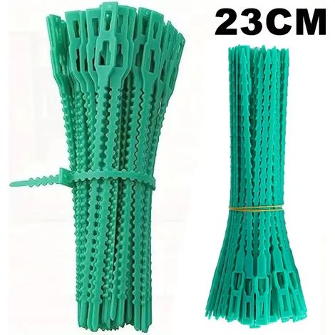 (23 cm, 500 pièces) Attaches de câble réutilisables et réglables en plastique pour plantes grimpantes, arbres et arbustes de jardin, avec fermeture éclair en nylon. (1/4)