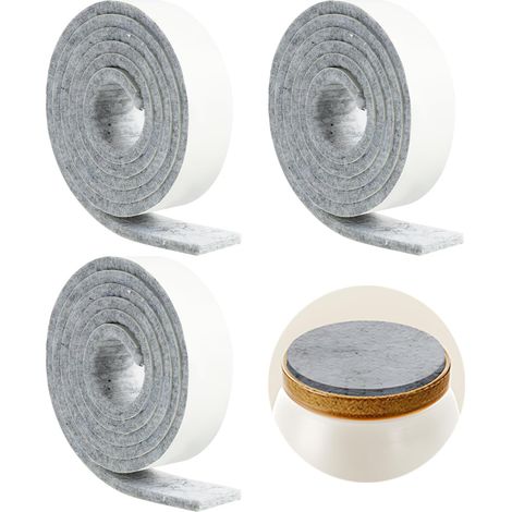 3PCS Feutrine Autocollante pour Meubles, 100cm x 2cm Rouleaux de Patins en Feutre Adhésif, Patins pour Meubles Auto-adhésifs, Patins Chaises Meubles, pour Protection Pied de Table, Chaise, Canapé