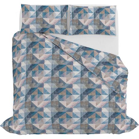 Copripiumino Matrimoniale con Stampa sul Sacco e Federe Linea River Sepik Blue (1/4)