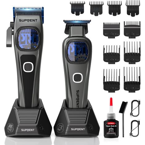 Hair Clipper for Men - Titanium Coated Blade, Adjustable T-Blade Zero-Gap - 5 Length Levels - Magnetic Guide Combs - 2500mAh Battery (1/5)