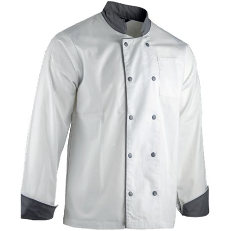 Veste de travail cuisine ML MEDAILLON C2 - BLANC/GRIS M - 3