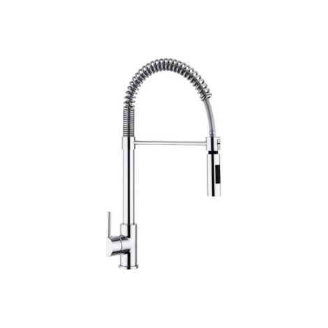 Argo Pin Miscelatore lavello con molla e doccia estraibile in ottone cromato con rotazione canna 360o rubinetto a canna alta per lavandino cucina (1/3)