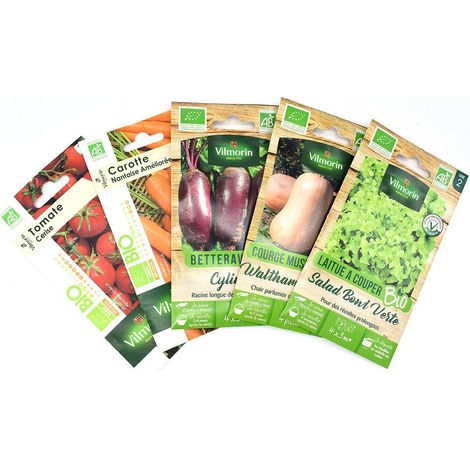 Pack de 5 sachets de graines potagères BIO