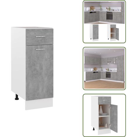 The Living Store Schubunterschrank Lyon Betongrau 30x46x81,5 cm Holzwerkstoff - Küchenregal (1/5)