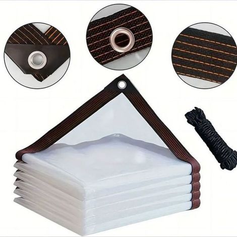 Bâche Transparente - PVC Imperméable UV Résistant - 200 x 500 cm - Œillets Antirouille 10 mm - 1 Pièce (1/5)