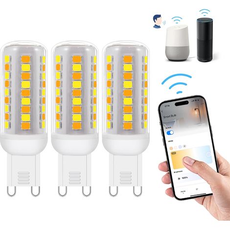 G9 Ampoules LED Dimmable Smart WiFi, AC 220V Variable en Continu, 2700K-6500K, Luminosité Réglable de 1% à 100%, 0.4-4W, 40LM-400LM, Fonction Minuterie, Pack de 3 (1/5)