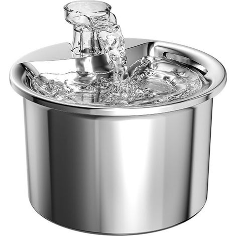 l Katzentrinkbrunnen aus Edelstahl, Wasserhahnform, waschbar, leise Pumpe, Doppelfilter FLITI (1/4)