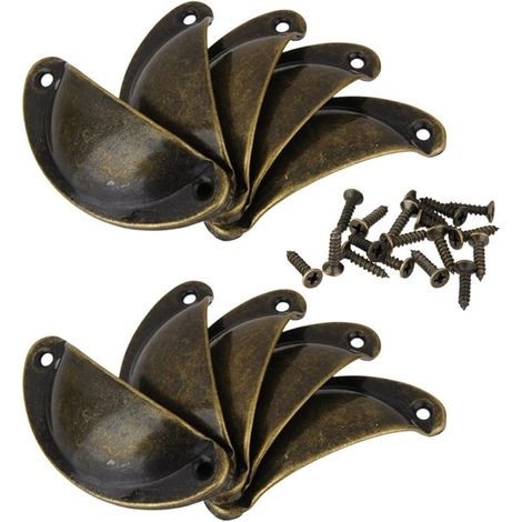 Lot de 10 Poignée Bouton de Porte Décoration Rétro pour Meuble Tiroir(Bronze Antique)