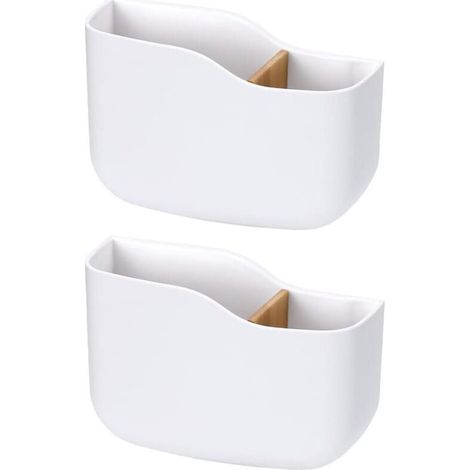 Caja organizadora de pared de 2 piezas, soportes para mandos a distancia, cajas de almacenamiento de pared, soporte de pared para mandos a distancia, para reproductores multimedia, mandos y teléfonos  (1/4)