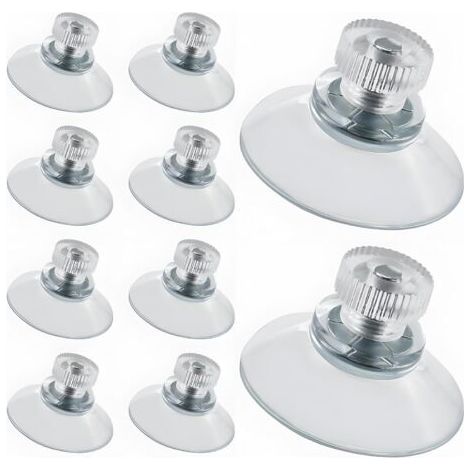 10 Pack 25mm Window Suction Cups, Suction Cup with Thread and Knurled Nut (Strong Adhesion), Suction Cup Hooks, for Mirror, Window, Door, Wall and Other Smooth Surfaces (1/5)