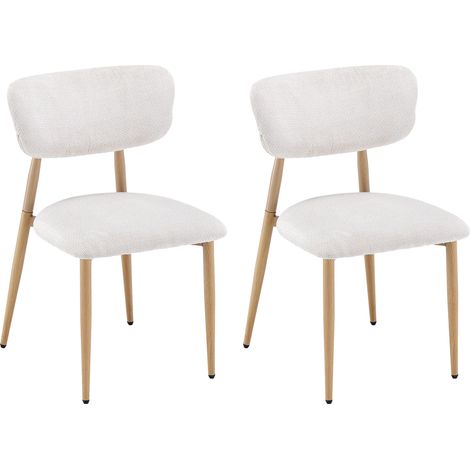 PPkrimnel Lot De 2 Chaises À Manger Beige Avec Pieds Couleur Chêne (1/5)