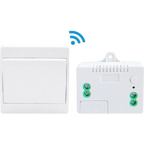 110-220V Interrupteur d'éclairage sans fil et kit de récepteur Interrupteur auto-alimenté Télécommande Luminaire- 1 interrupteur et 1 récepteur (1/5)