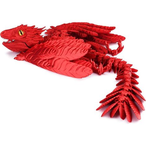 Figurine de dragon wyverne à plumes imprimée en 3D, modèle décoratif robuste pour salon ou chambre.
