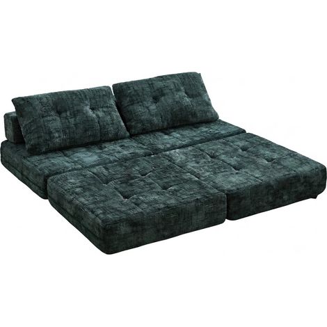 ELVMI Canapé-Lit Pliable avec Dossier, Coussins Tête et Lombaires, en Chenille, Vert Émeraude, 79 × 79 × 57 cm (1/4)