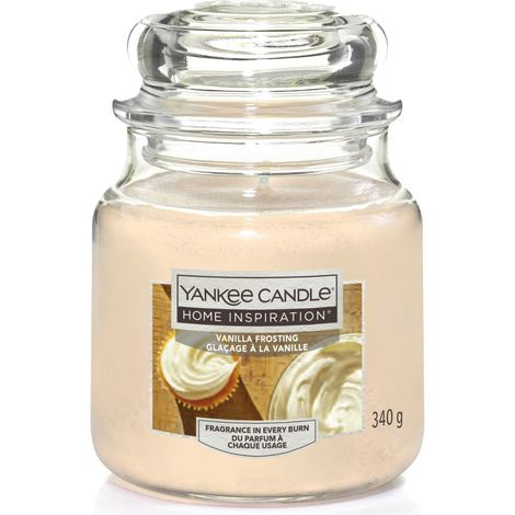 Yankee Candle Duftkerze Mittleres Glas Vanilla Frosting 340 g, creme Duft Kerze (1/3)
