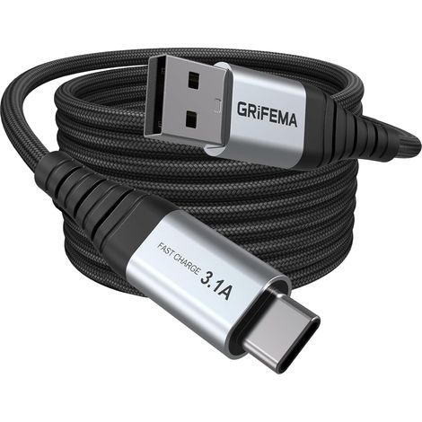 Câble USB C vers USB 2 m 3,1 A en nylon tressé (1/5)