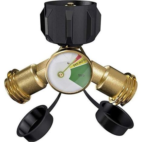 Adaptateur en laiton de Gaz Manomètre à gaz Jauge de manomètre à gaz Régulateur de gaz propane butane Adaptateur réservoir de gaz propane pour barbecue à gaz chauffage réchaud de camping (1/5)