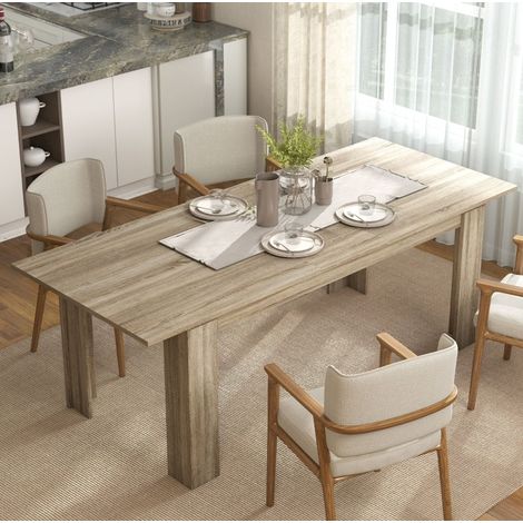 Tavolo da pranzo allungabile 260x90x76.6 cm rovere in legno con meccanismo a farfalla e design salvaspazio (1/5)