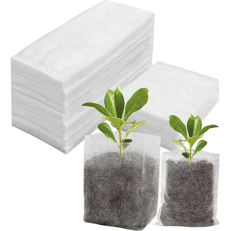 200 Pcs Sac Semis- 10x12cm+14x16cm Biodegradable Sac de Plantation de Jardin Godet Semis Non Tiss (1/5)