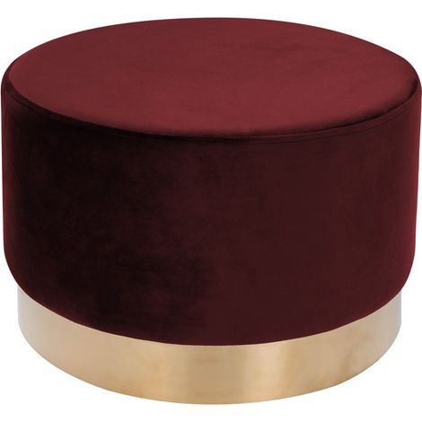 Pouf Rotondo Nano in Velluto Rosa e Base Dorata (1/3)