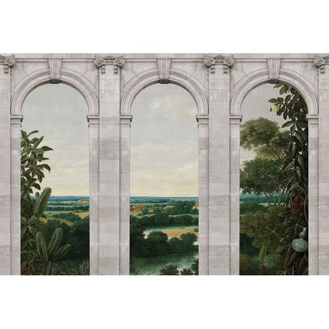 Papier peint panoramique trompe l'œil Rome antique Tapisserie panoramique nature & bâtiment gris salon Papier peint panoramique architecture chambre (1/2)