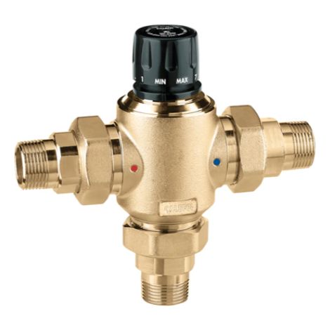 Einstellbarer Thermostatmischer für Zentralheizungsanlagen, mit Rückschlagventilen an den Eingängen. 3/4 "M Caleffi 523053  3/4"M