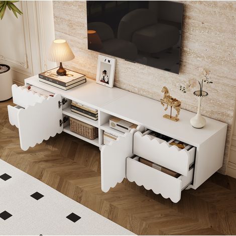 Mobile TV bianco 175 x 38 x 37 cm con vani contenitori, MDF e truciolare DESVIAE (1/5)