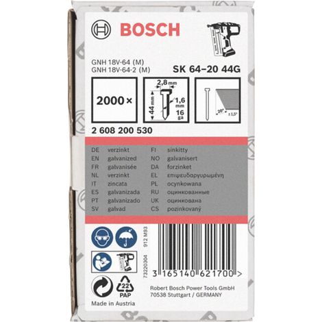 Goupille à tête fraisée SK64 20G Bosch, 44 mm galvanisée - 2608200530