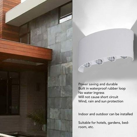 Decorative LED wall light, white housing, indoor lighting for hotel, garden, bedroom, 90-265 V, 8 W (1/5)