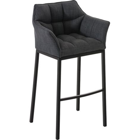 Sgabello da Bar Damaso in Tessuto con Struttura a Quattro Gambe grigio scuro nero (1/5)