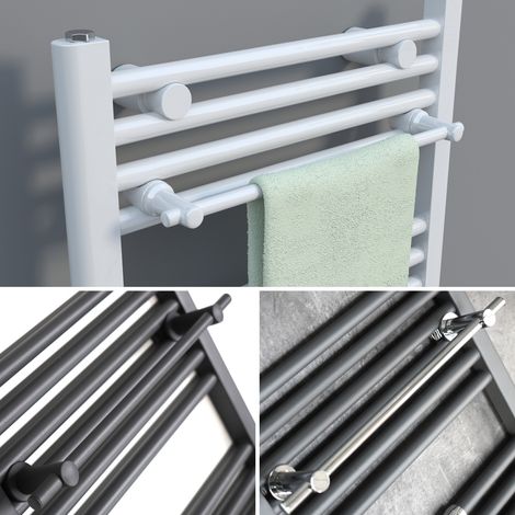 Handtuchstange gerade für Design-Badheizkörper Ovalrohren Handtuchhalter Heizungszubehör Länge 460 mm Weiß (1/5)