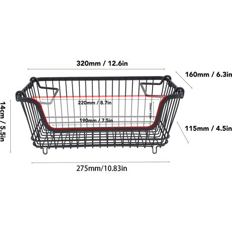 Ortviai Panier de congélation empilable en fil métallique noir avec poignée repliable pour fruits, légumes et snacks (1/4)