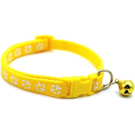 Collier pour chiot, patte en nylon avec Clochette réglable libération clip (jaune) (1/5)