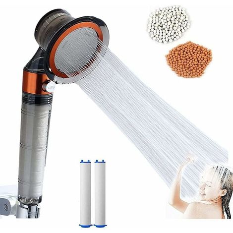 High Turbo Pressure Shower Head,High Pressure Mineral Stream Shower Head Handheld with on/Off Switch Triple Filtration & Water Saving with 2PCS Filter Boxes and Filter Elements (28cm 12