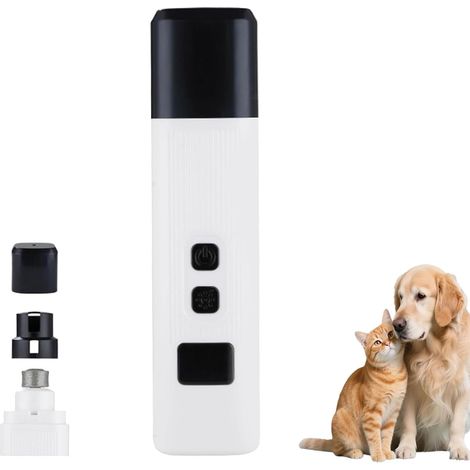 Lime à ongles électrique pour animaux, coupe-griffes sûr pour chats avec 2 réglages et mode d'affûtage à 360°, faible niveau sonore, convient aux griffes épaisses de tous les animaux (blanc) (1/5)