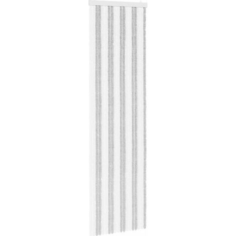 Rideaux anti-insectes en chenille gris clair et blanche (1/5)