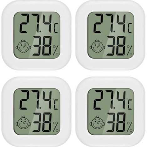 4 Pieces Mini LCD Thermometer Hygrometer Indoor Thermometer Suitable for Children's Rooms, Rooms for the Elderly, etc. (1/5)