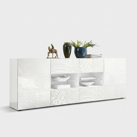 Sideboard Buffet für das Wohnzimmer mit 2 Türen und 4 Schubladen Miro - Weiß (1/3)