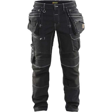 Blaklader – Pantalon artisan X1900 stretch noir 46 – Denim Cordura® extensible – Poches genouillères confort – Jambes coniques (1/10)