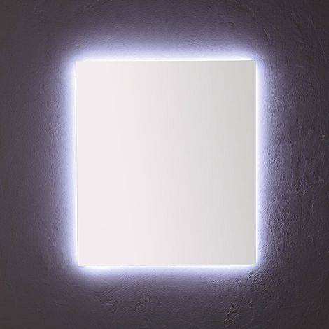 Kiamami Valentina – Miroir lumineux de salle de bain 80x70 cm – Rétro-éclairage LED 4000K – Montage réversible – Cadre ABS gris (1/5)