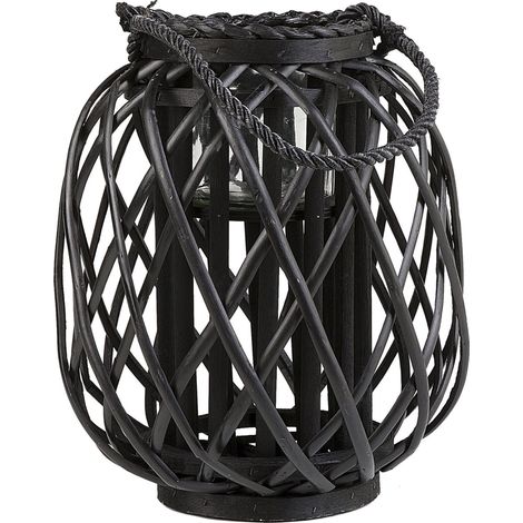 Linterna decorativa de madera negra 30 cm adorno farol candelero Mauritius