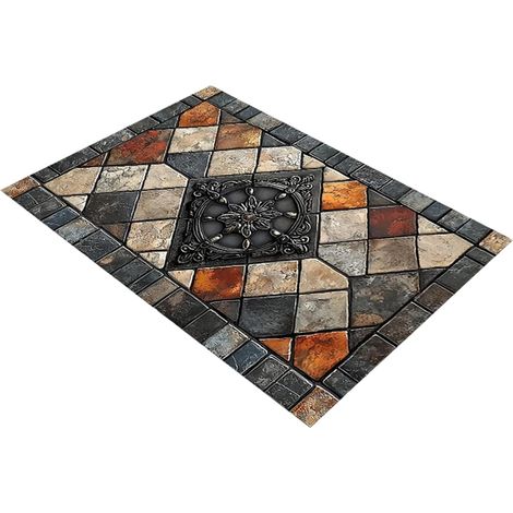 Tapis Rétro Tapis Carré Doux Lavable Et Antidérapant Tapis D'Entrée Décoratif Entrée, Chambre, Bureau, Salle À Manger, Bain, Cuisine, Balcon, Espace Commercial Pour Les Amateurs (1/5)