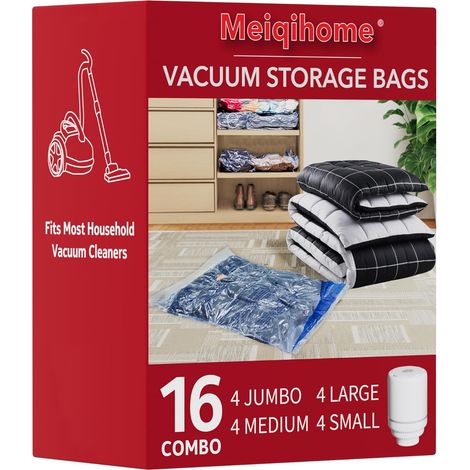 Lot de 16 Sacs Sous Vide avec Pompe Électrique – 4J/4L/4M/4S – Sacs de Compression pour Vêtements, Idéal pour Déménagement et Voyage (1/5)