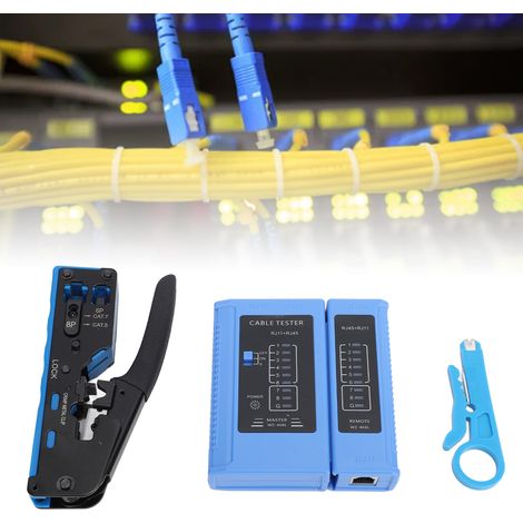 Le kit d'outils de sertissage de réseau traversant de catégorie 7 convient au sertissage des connecteurs RJ45 8P et 6P et comprend des fonctions de coupe et de dénudage de fils pour le sertissage des  (1/5)